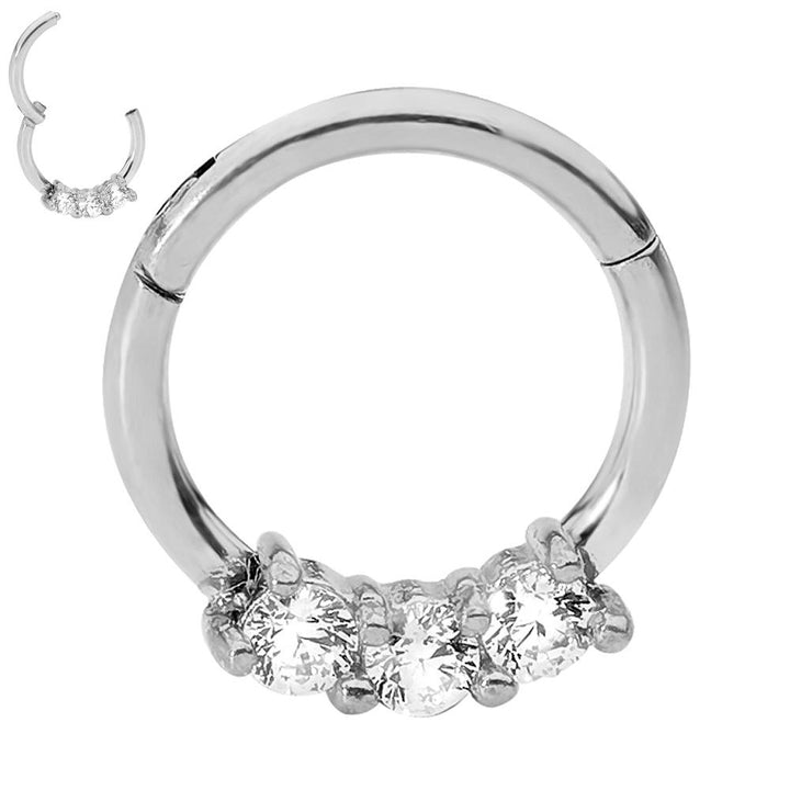 1 Piece 16G Stainless Steel Gem Hinged Hoop Segment Ring Earring 8mm 10mm