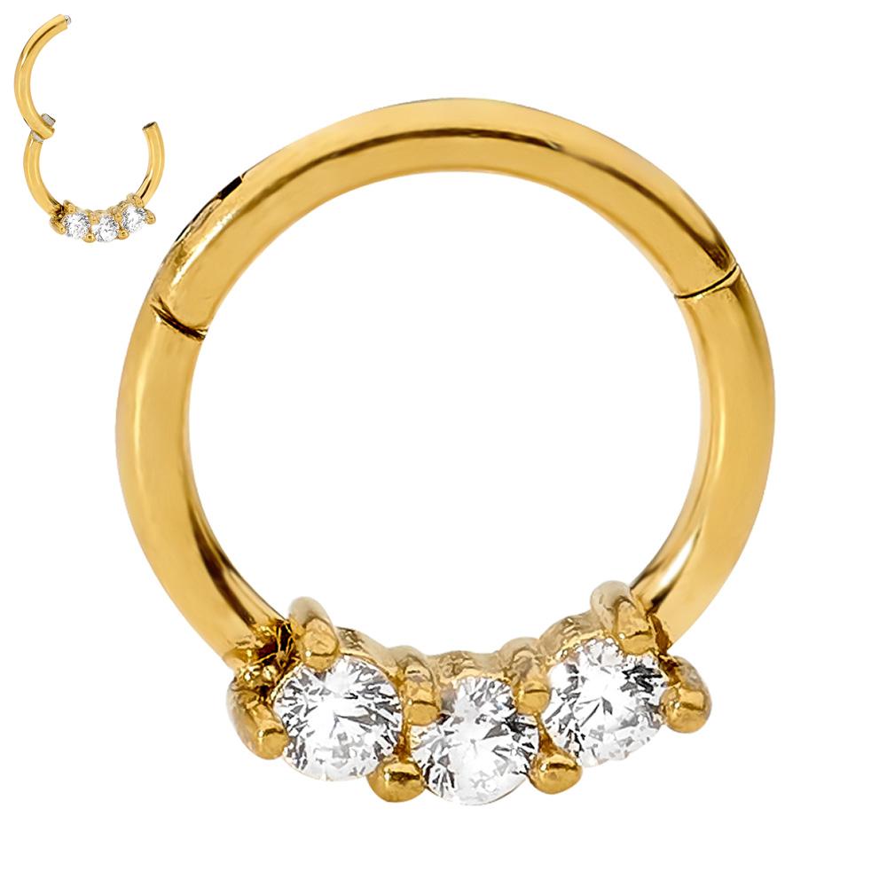 1 Piece 16G Stainless Steel Gem Hinged Hoop Segment Ring Earring 8mm 10mm