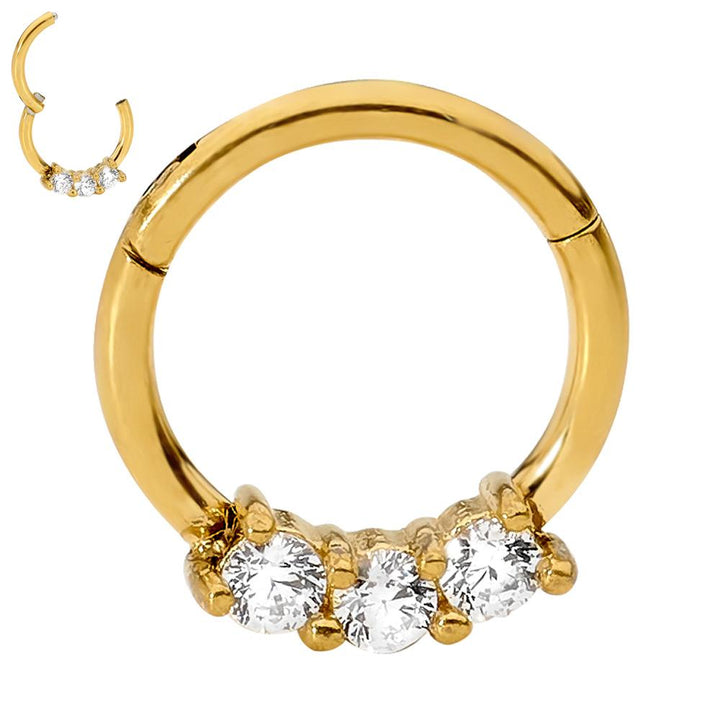1 Piece 16G Stainless Steel Gem Hinged Hoop Segment Ring Earring 8mm 10mm