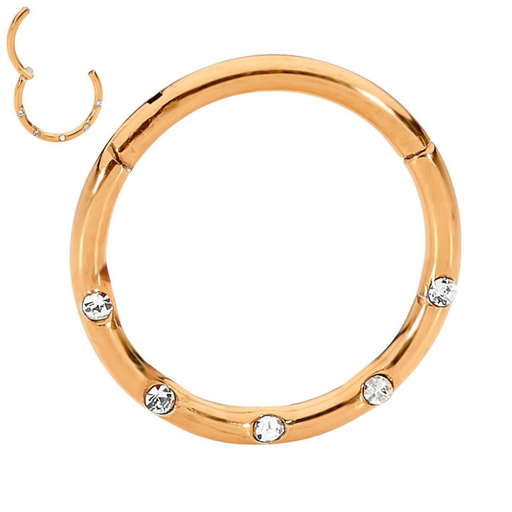 1 Piece 16G Stainless Steel Punch Set Gem Hinged Hoop Segment Ring Earring 8mm 10mm
