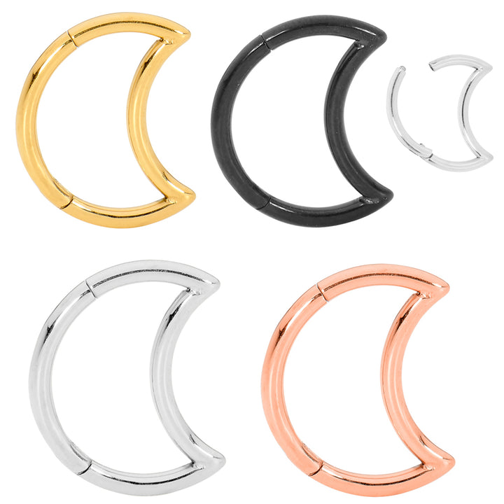 1 Piece 18G Titanium Moon Hinged Hoop Segment Ring Earring 8mm 10mm