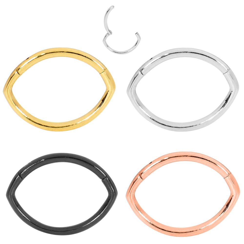 1 Piece 16G Stainless Steel Oval Hinged Hoop Segment Ring Earring 6mm 8mm