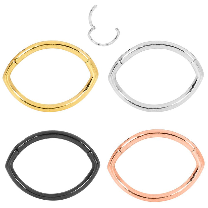 1 Piece 16G Stainless Steel Oval Hinged Hoop Segment Ring Earring 6mm 8mm