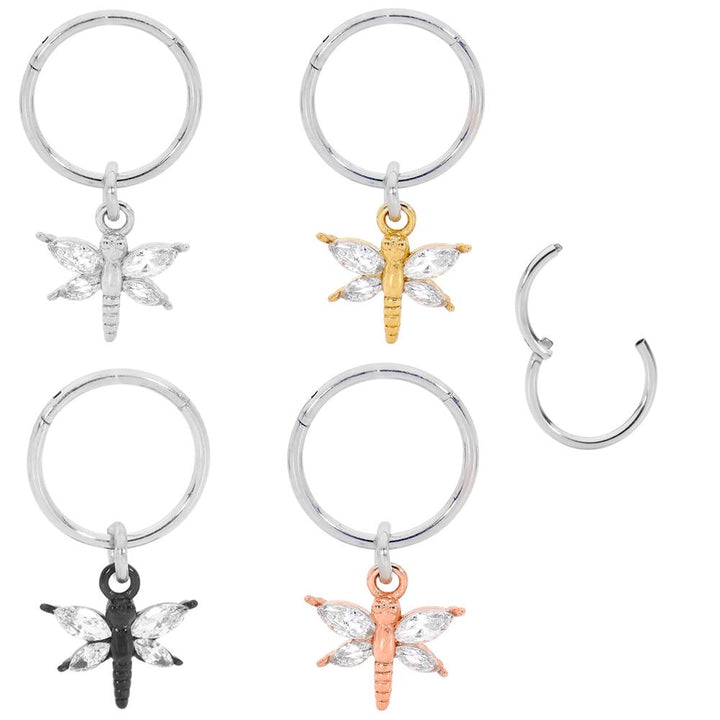 1 Piece 18G Stainless Steel Butterfly Hinged Hoop Segment Ring Earring 6mm - 10mm