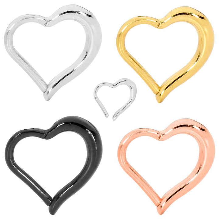 1 Piece 16G Stainless Steel Love Heart Hinged Hoop Segment Ring Earring 8mm 10mm