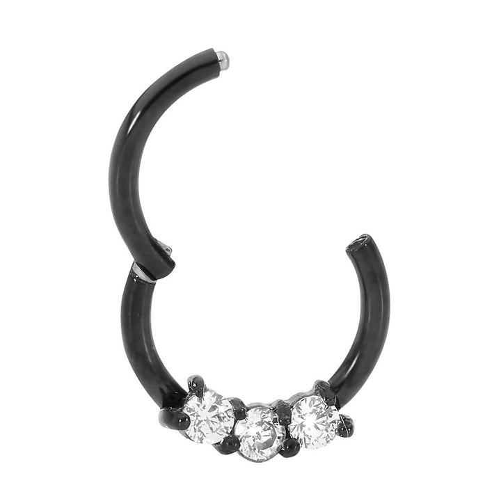1 Piece 16G Stainless Steel Gem Hinged Hoop Segment Ring Earring 8mm 10mm