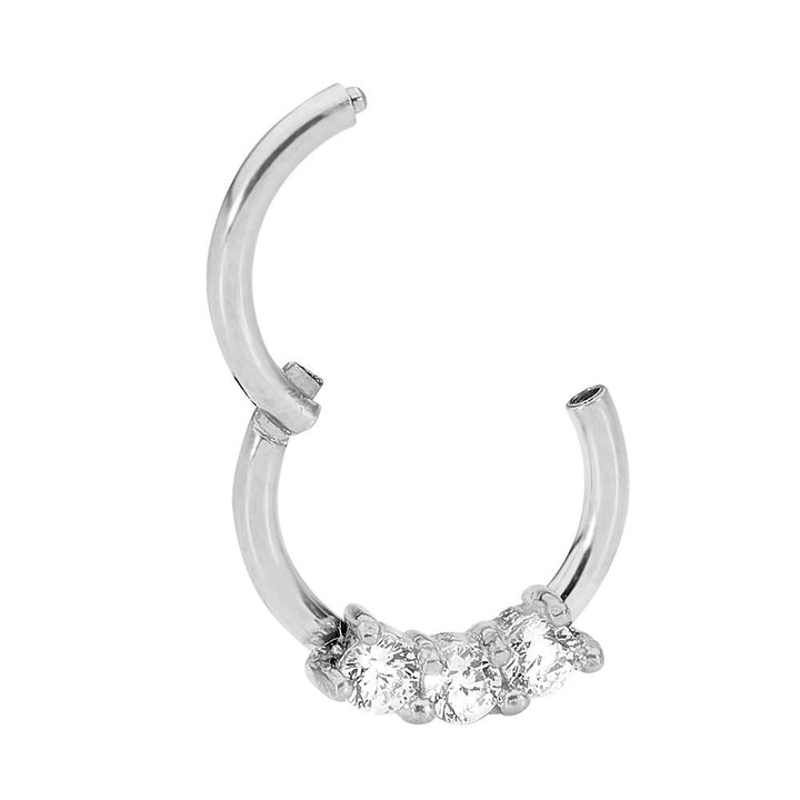 1 Piece 16G Stainless Steel Gem Hinged Hoop Segment Ring Earring 8mm 10mm