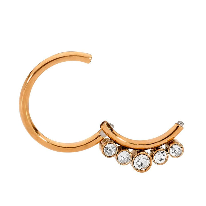 1 Piece 16G Stainless Steel 5 Gem Hinged Hoop Segment Ring Earring 8mm 10mm
