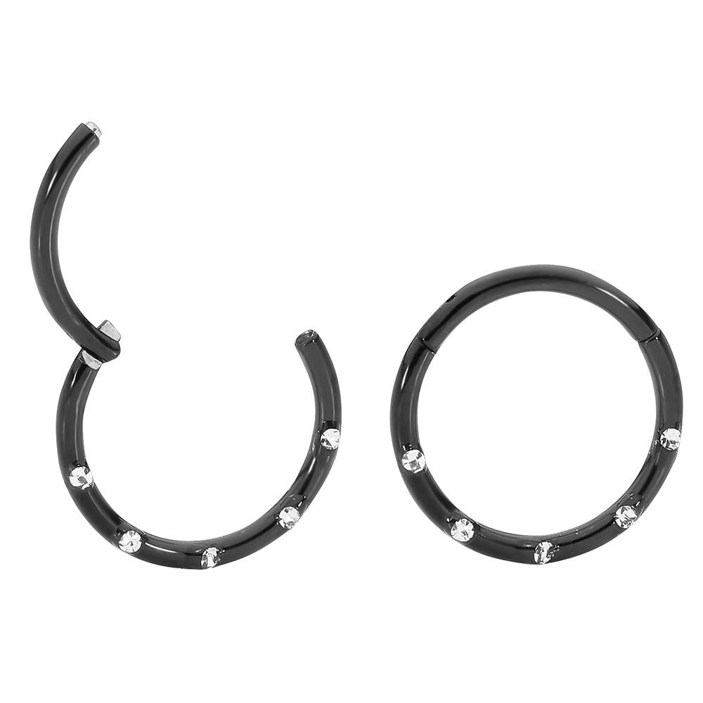 1 Pair 16G Titanium Gem Punch Set Hinged Hoop Sleeper Earrings 8mm 10mm