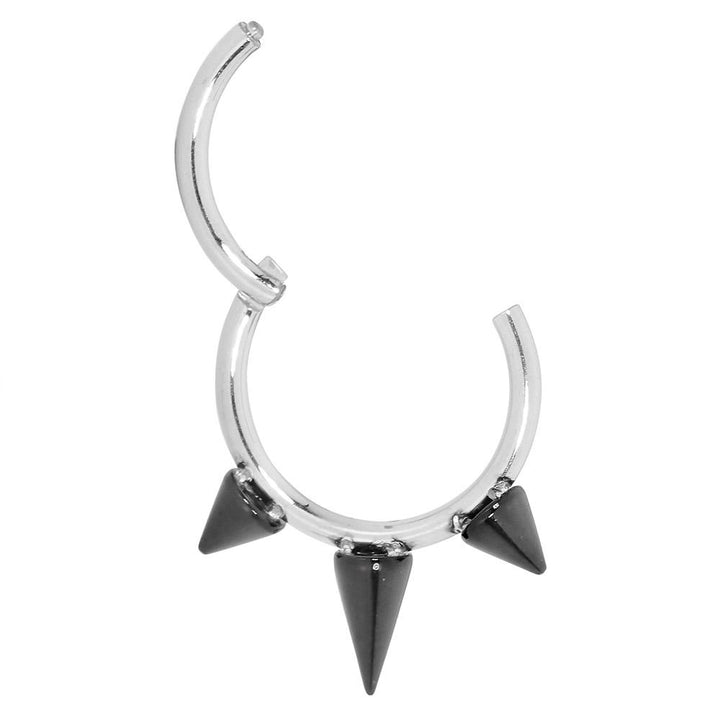 1 Piece 16G Stainless Steel Two Tone Spike Hinged Hoop Segment Ring Earring 8mm 10mm
