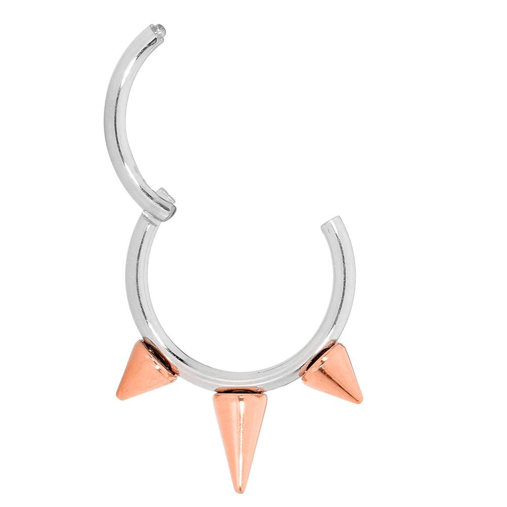 1 Piece 16G Stainless Steel Two Tone Spike Hinged Hoop Segment Ring Earring 8mm 10mm