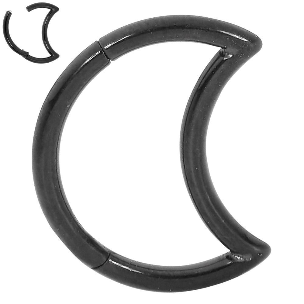 1 Piece 16G Stainless Steel Moon Hinged Hoop Segment Ring Earring 8mm 10mm