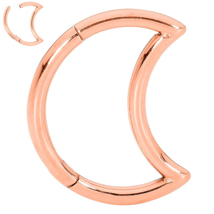 365 Sleepers 1 Piece Titanium Moon Hinged Segment Ring - 18G - PFGWholesale