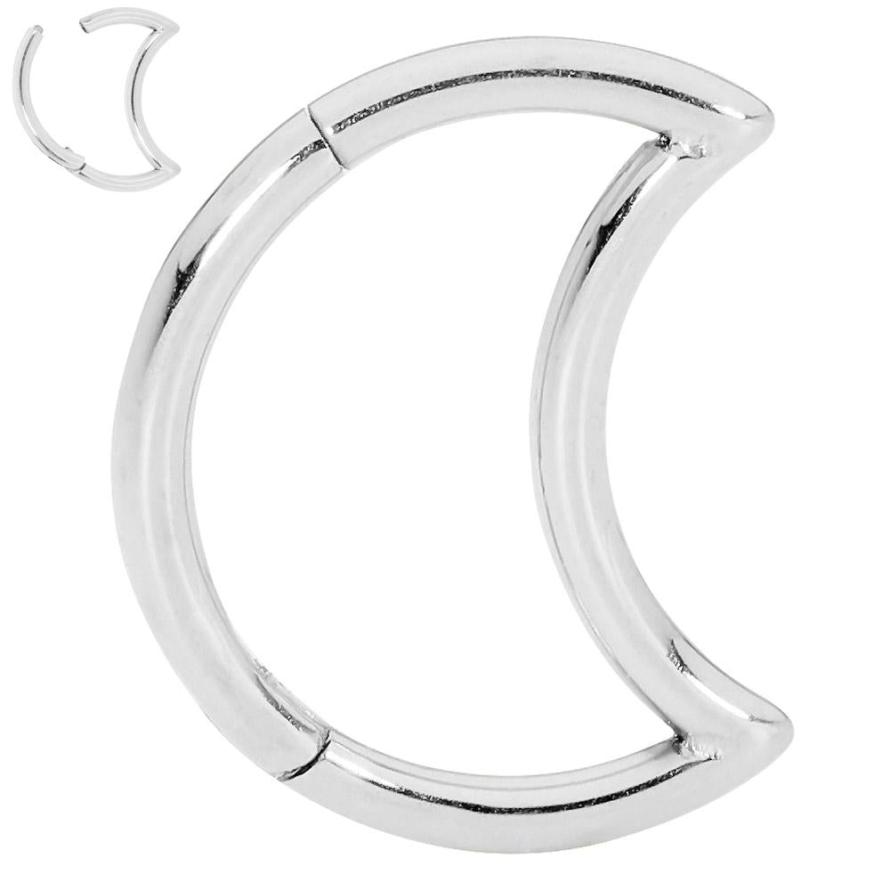 1 Piece 16G Stainless Steel Moon Hinged Hoop Segment Ring Earring 8mm 10mm
