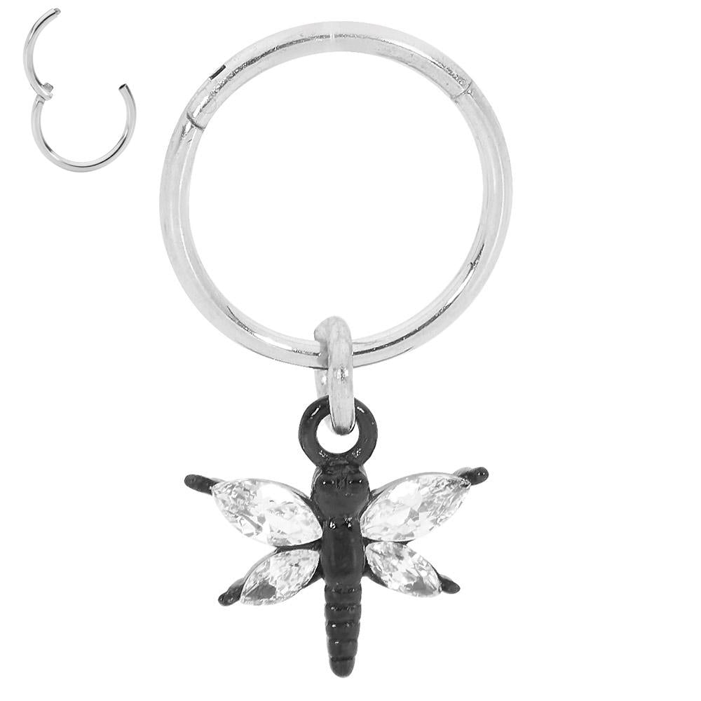 1 Piece 18G Stainless Steel Butterfly Hinged Hoop Segment Ring Earring 6mm - 10mm