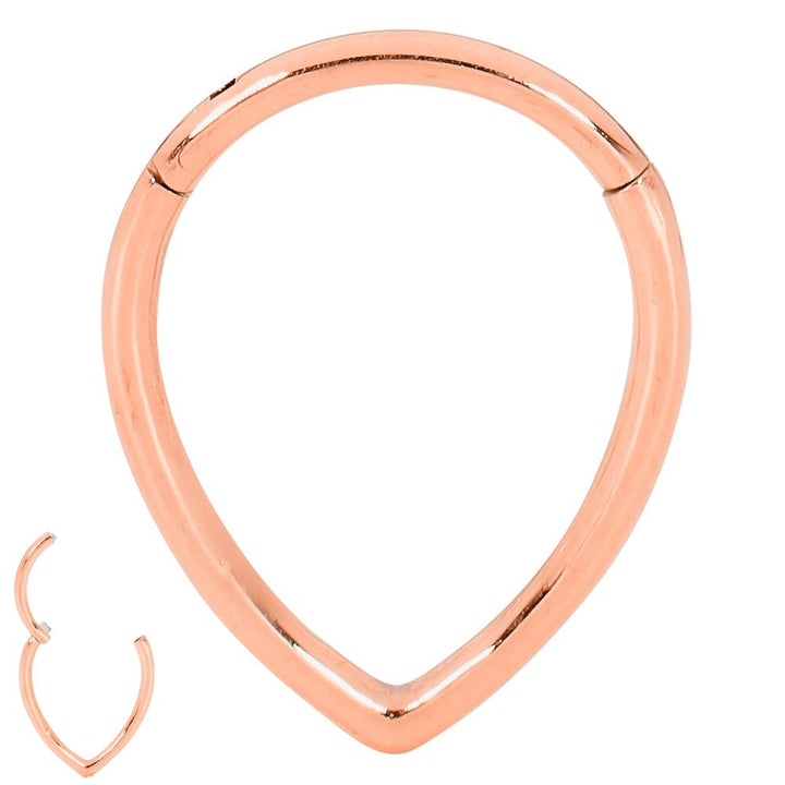 1 Piece 16G Stainless Steel Tear Drop Hinged Hoop Segment Ring Earring 8mm 10mm