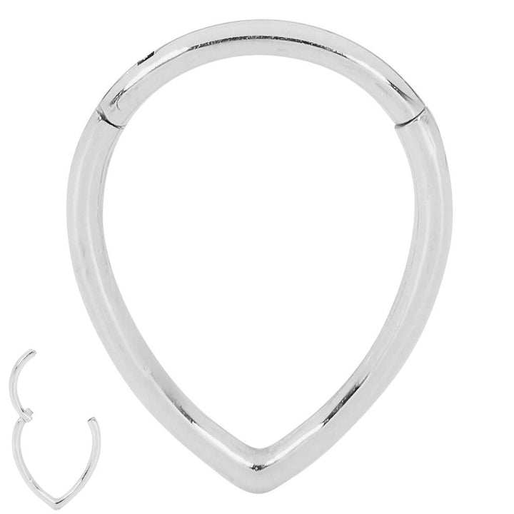 1 Piece 16G Stainless Steel Tear Drop Hinged Hoop Segment Ring Earring 8mm 10mm
