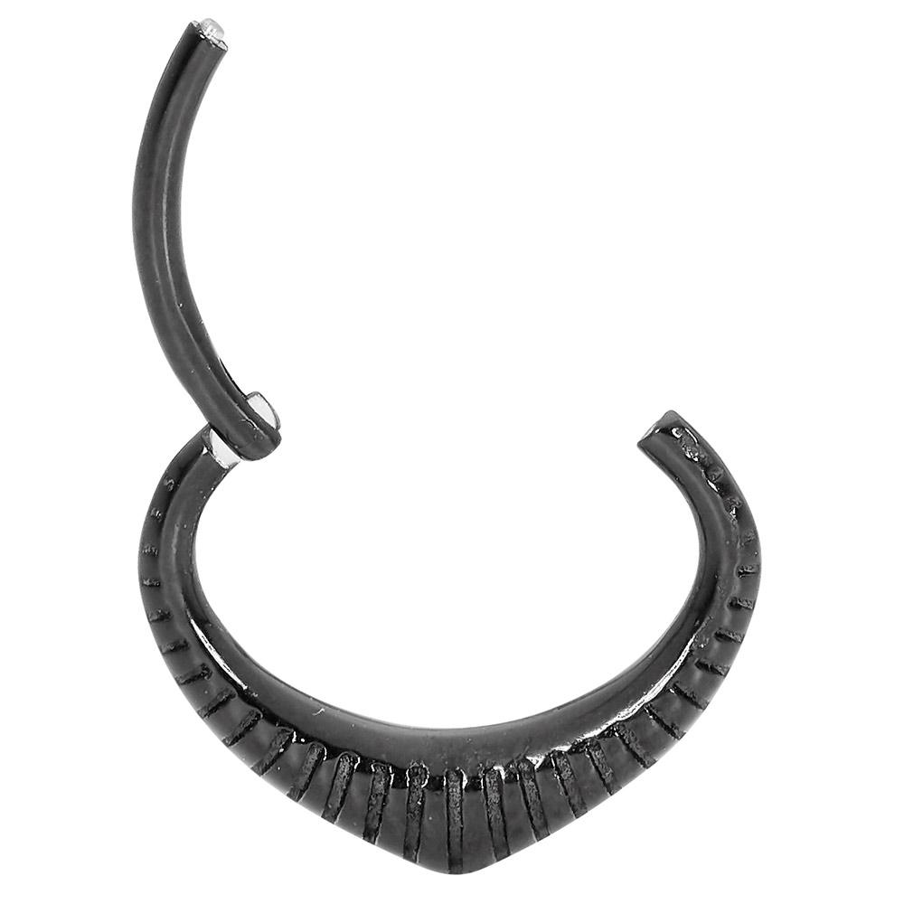 1 Piece 16G Stainless Steel Ribbed Oval Hinged Hoop Segment Ring Earring 6mm 8mm