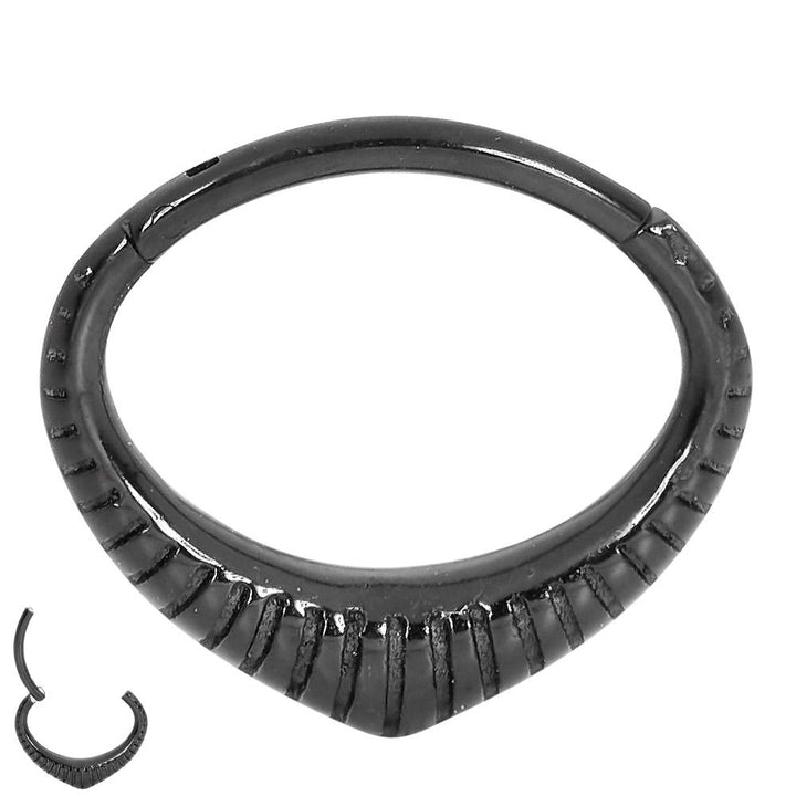 1 Piece 16G Stainless Steel Ribbed Oval Hinged Hoop Segment Ring Earring 6mm 8mm