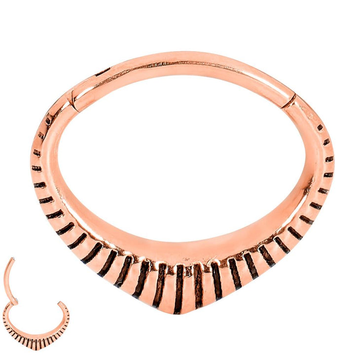 1 Piece 16G Stainless Steel Ribbed Oval Hinged Hoop Segment Ring Earring 6mm 8mm