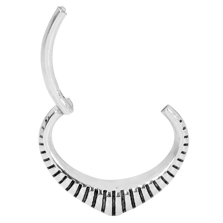 1 Piece 16G Stainless Steel Ribbed Oval Hinged Hoop Segment Ring Earring 6mm 8mm
