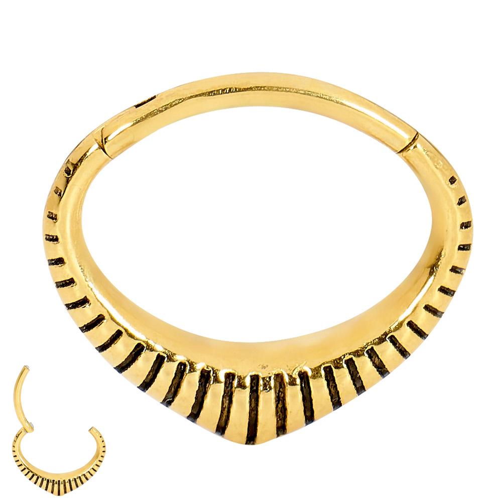 1 Piece 16G Stainless Steel Ribbed Oval Hinged Hoop Segment Ring Earring 6mm 8mm
