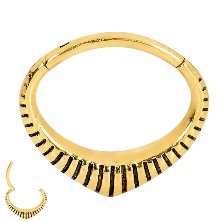 1 Piece 16G Stainless Steel Ribbed Oval Hinged Hoop Segment Ring Earring 6mm 8mm
