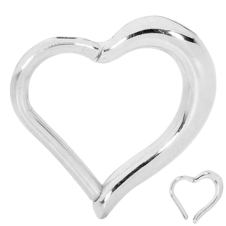 1 Piece 16G Stainless Steel Love Heart Hinged Hoop Segment Ring Earring 8mm 10mm
