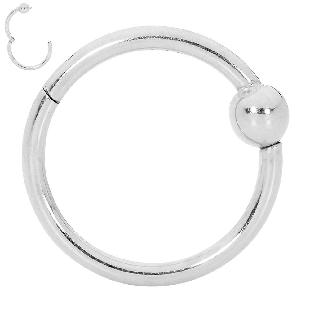 1 Piece 20G - 14G Stainless Steel Hinged BCR Ball Closure Segment Ring Earring 6mm - 10mm