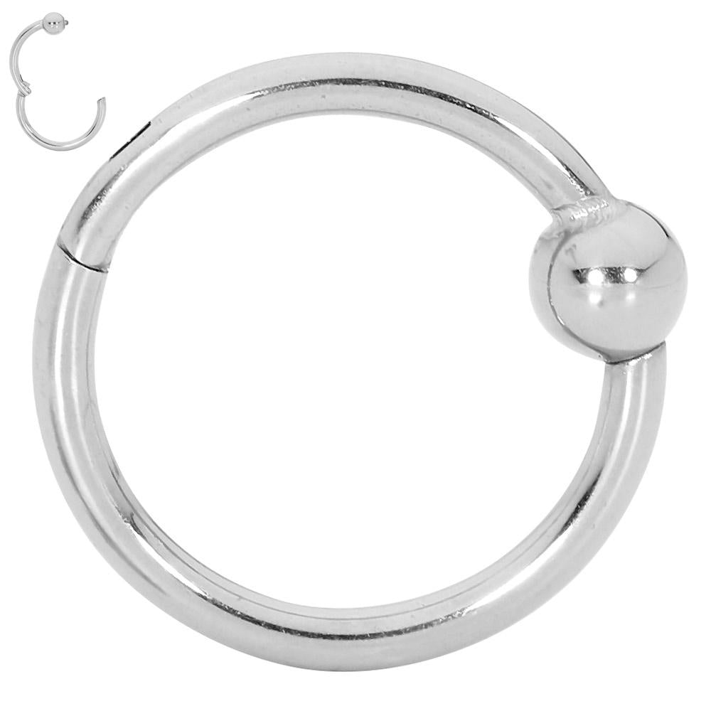1 Piece 20G - 14G Titanium Hinged BCR Ball Closure Segment Ring Earring 6mm - 12mm